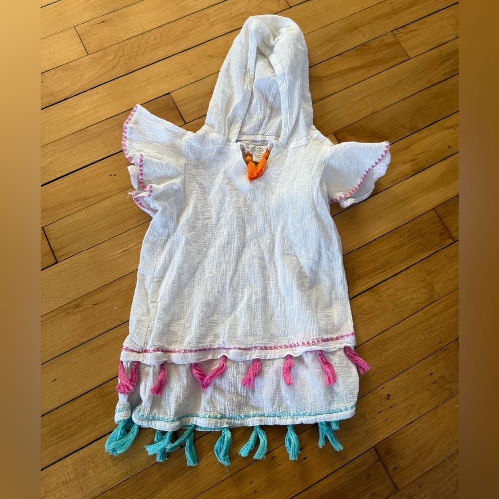 Mud Pie tassel hooded cover up tunic girls dress swim cover